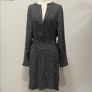 H&M Black and White Polka Dot Long-Sleeve Dress